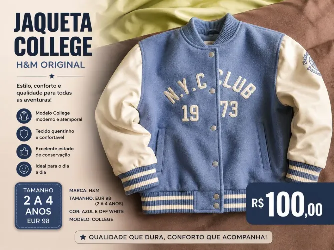 Jaqueta college H&M importada 