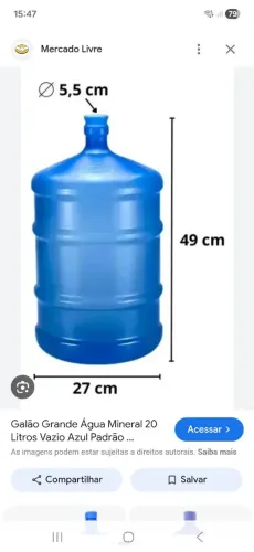 2 Galões de água 20 litros vazios