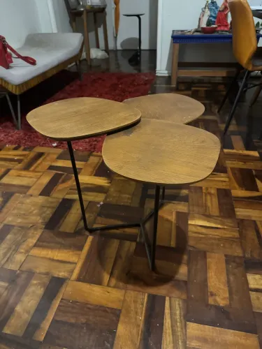 Mesa lateral sobreposição de madeira legítima 