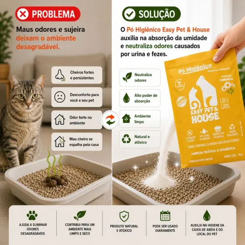 Pó Higiênico Pet Easy Pet e House 