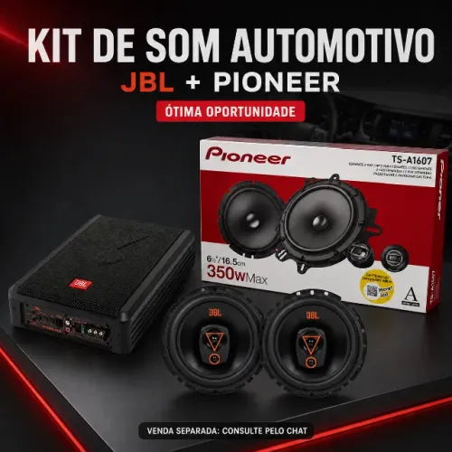 Kit Subwoofer Ativo Sw8a-ms 8'' Jbl + Alto-falantes 6" Jbl + Kit 2 vias Pioneer TS-A1607C