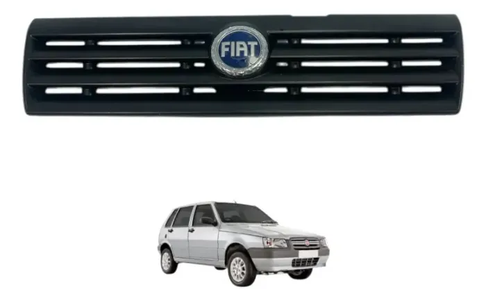 Grade Dianteira Radiador Fiat Fiorino Uno 2004 2008 Original Preto Brilhante 