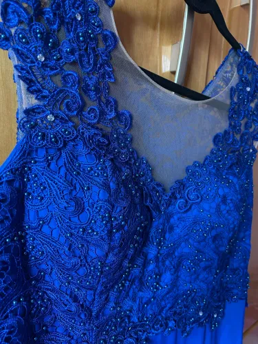 vestido de festa delicado azul royal