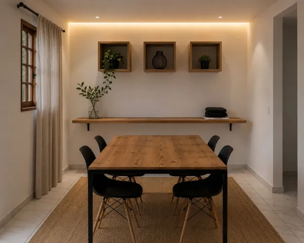 Mesa + aparador + nichos