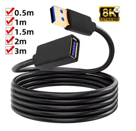 Cabo Extensor USB 3.0 2.0, Fio de Transferência Rápida de Dados, /1.5m