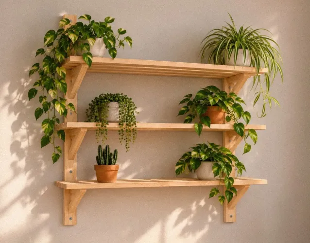 Prateleira tripla para plantas