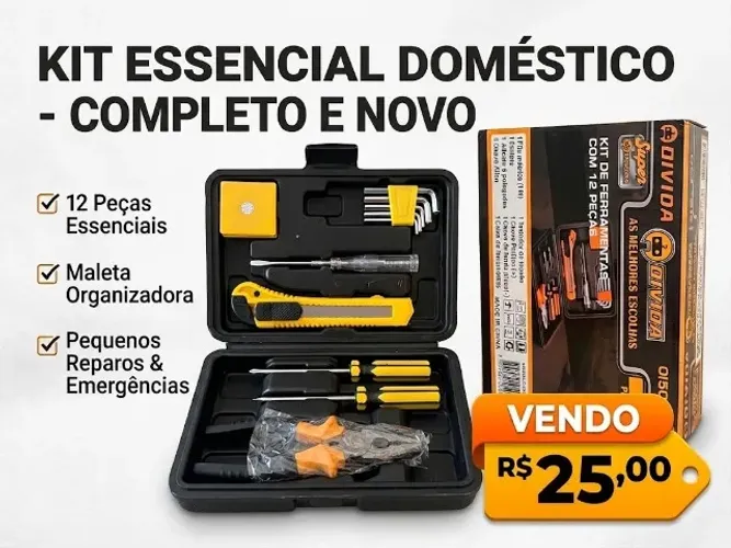 Kit Jogo de Ferramentas 12 Peças com Maleta - Novo na Caixa