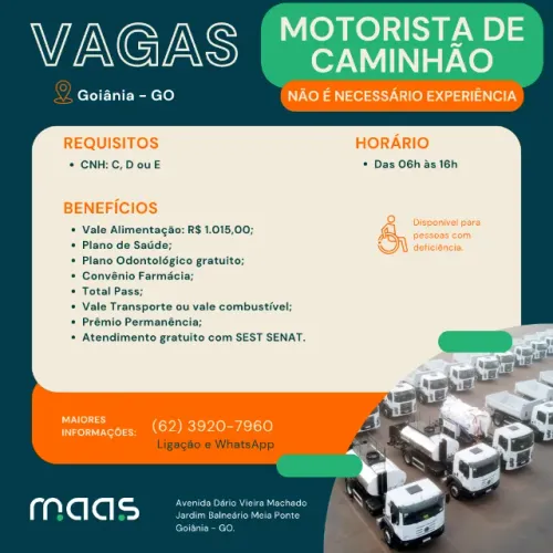 Vaga para Motorista de Caminhão