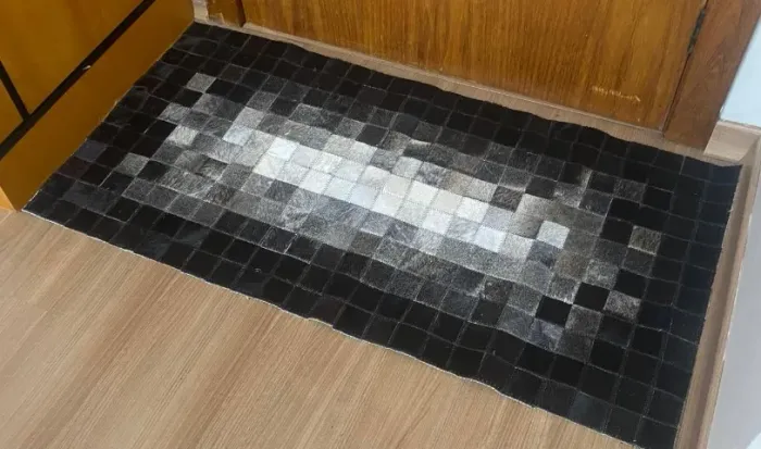 Tapete de couro legitimo 0,60x1,20m preto e branco tt-106