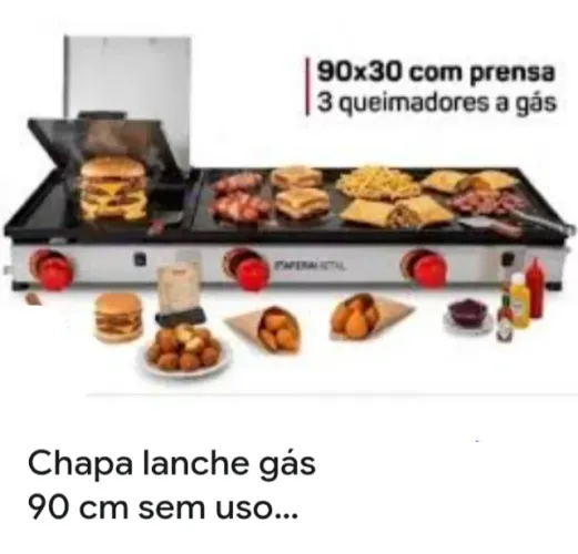 Chapa lanche gás três queimadores sem uso no centro de São Gonçalo