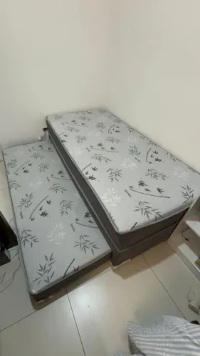 cama box de solteiro conjugada com cama auxiliar