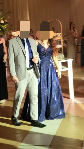 Vestido de Festa Azul Royal Metalizado Costas Abertas - tam. M