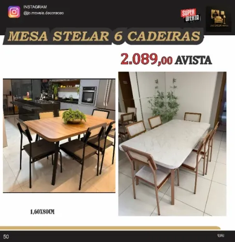 MESA STELAR 6 CADEIRAS DE JANTAR