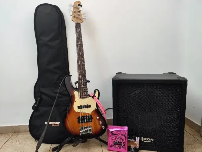 Kit Contrabaixo Cort 5 Cordas + Amp 150W + Bag e Acessórios | Londrina