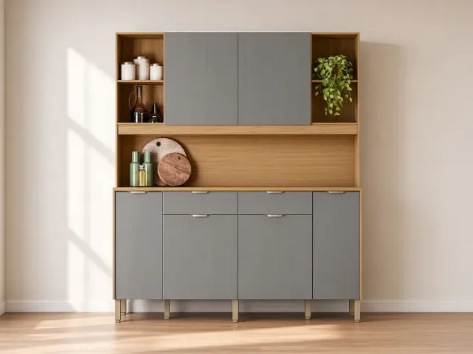 Cozinha Botanika 6P 2G 1,80m Freijó/Gris (NOVO A PRONTA ENTREGA)
