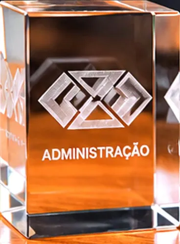 Troféu de Cristal Administração - Placa Decorativa para Formatura, Homenagem e Presente