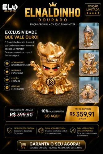 Boneco original do Elnaldinho Dourado da coleção Elo Monster