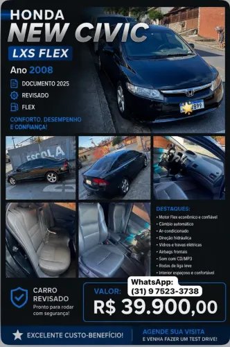Honda Civic Sedan LXS 1.8/1.8 Flex 16V Aut. 4P 2008