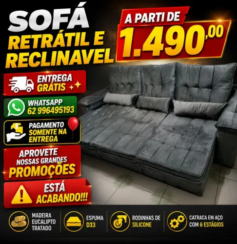 SOFÁ RETRÁTIL E RECLINAVEL ? ? ? WHATSAPP * ? ?