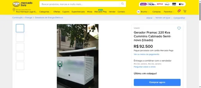 Gerador Pramac 220 Kva Cummins Cabinado Seminovo