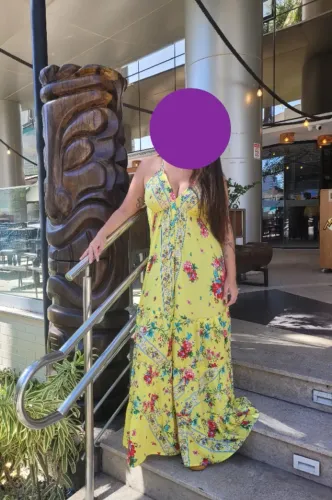 Vestido indiano amarelo florido