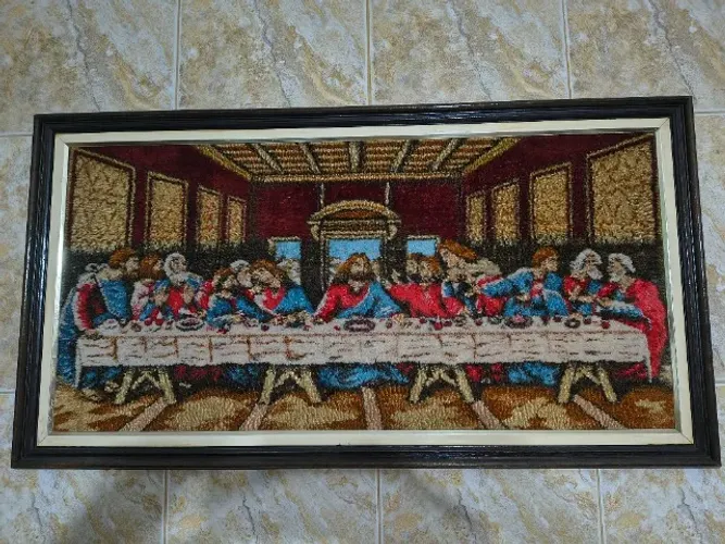 quadro de tecido - tema a santa ceia