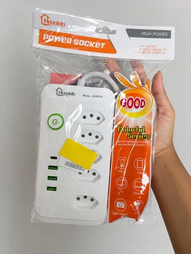 Filtro de linha 2 metros (5 tomadas, 3 USB, 1 tipo C)
