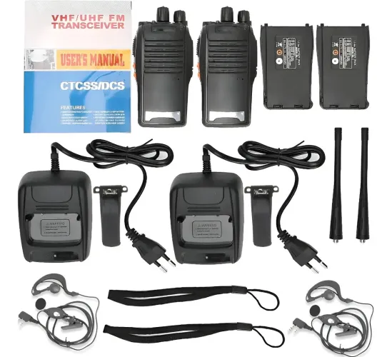 Kit 2 Radio Walk Talk Comunicador 16 Ch 12km Baofeng 777s Ht Cor Preto