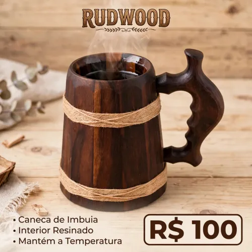 Caneca para cerveja de madeira 
