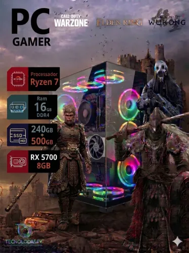 Pc Gamer Ryzen 7 16GB RX 5700 8GB Garantia e Nota