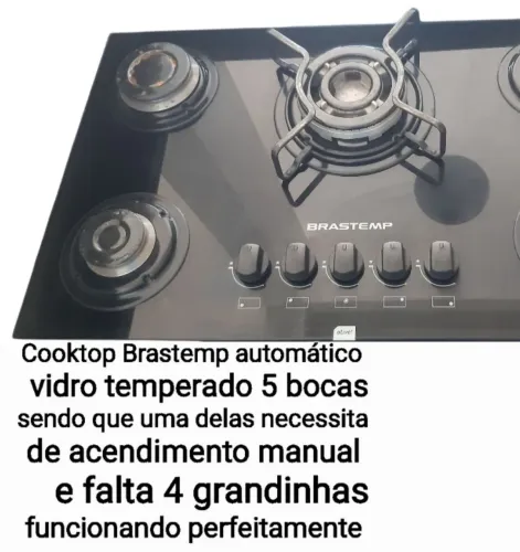 Cooktop Brastemp vidro temperado 
