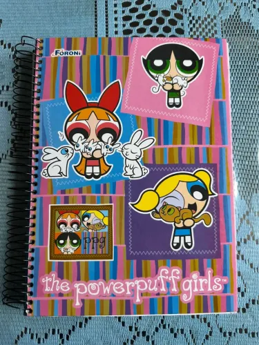 caderno 10 matérias super poderosas the powerpuff girls vintage anos 2000