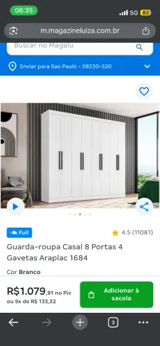 Guarda roupa casal branco 8 portas 4 gavetas