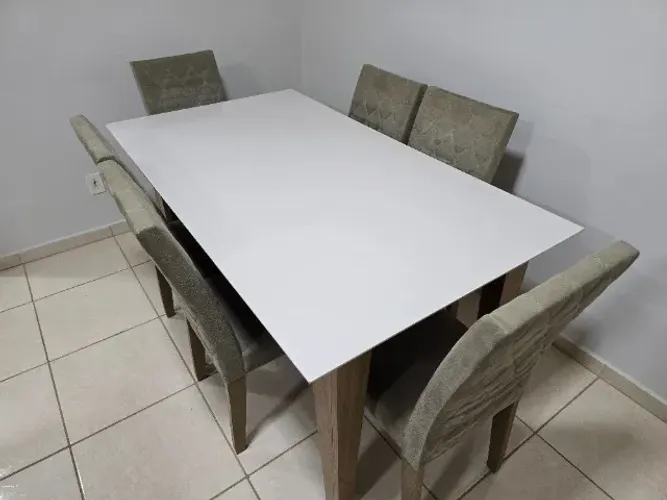 Mesa de Jantar Poliman Liz 6 Lugares + 6 Cadeiras - 1,60 m