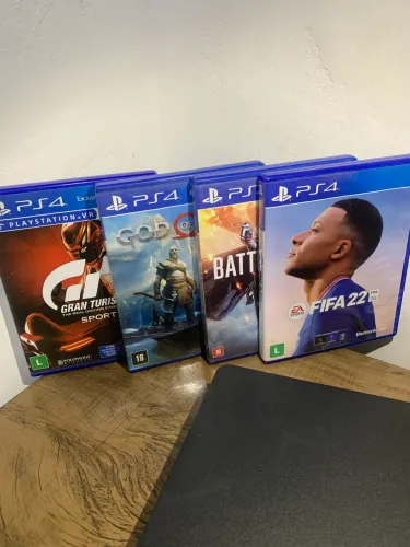 ? PS4 SLIM 500GB ? KIT COMPLETO + 2 CONTROLES ORIGINAIS + 5 JOGOS