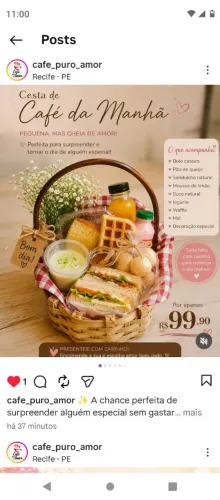 ? Cesta de Café da Manhã Personalizada - R$ 99,90 ?