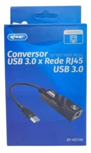 Conversor 10/100/1000 Mbps USB 3.0 x Rede RJ45 USB 3.0