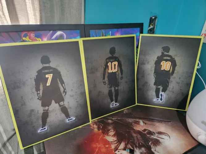 Quadros Futebol Neymar Messi e CR7 40x30