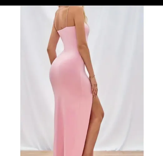 Vestido Rosa longo com fenda