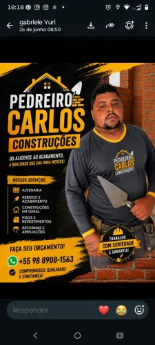 Pedreiro eletricista encanador hidráulico soldador pintor