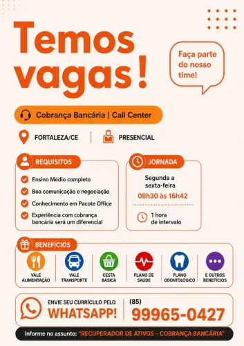 Vaga Urgente - Recuperador(a) de Ativos