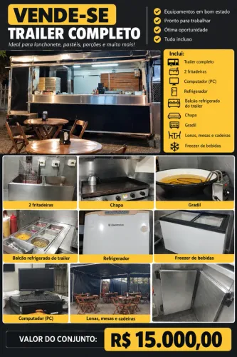 VENDE-SE TRAILER DE LANCHES COMPLETO - R$ 15.000