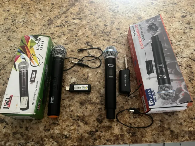 2 MICROFONES SEM FIO USB PROFISSIONAL 