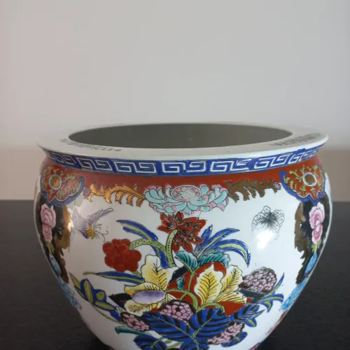 Vaso cachepô grande chinês antigo super decorativo 