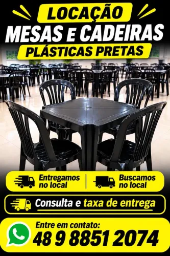Locação mesas e cadeiras  ( pretas )