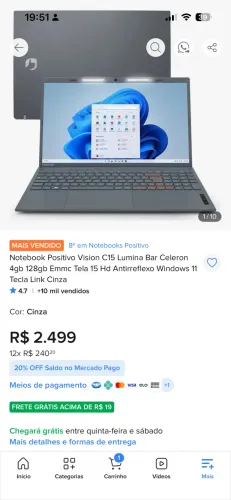 Vendo notebook novo, usado 1 semana e agora tá parado