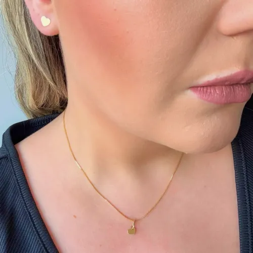 Conjunto brinco e colar coração semijoia 