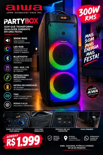 VENDE-SE CAIXA DE SOM AIWA 300W RMS