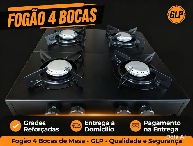 Fogão 4 Bocas Industrial Potente e Reforçadoyi
