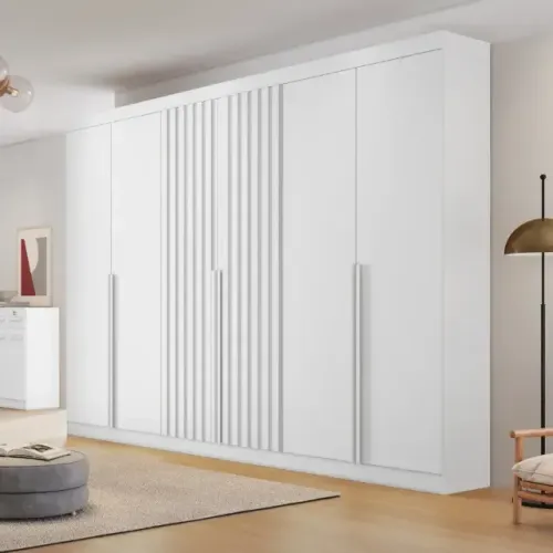 Guarda Roupa Com 6 Portas Guarani Ripado no Branco